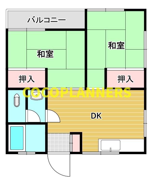 コーポ柚井(2DK/2階)の間取り写真