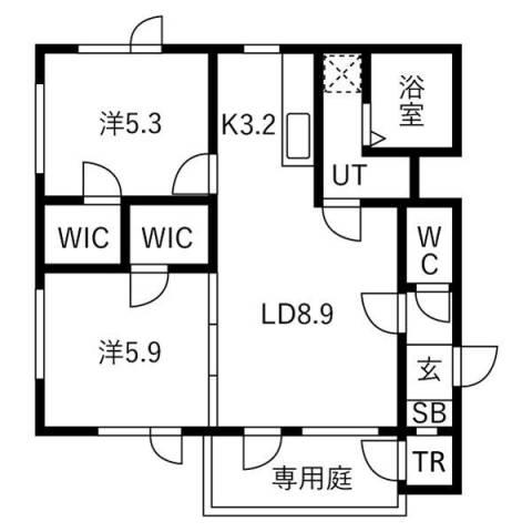 パークカーサ福住(2LDK/1階)の間取り写真