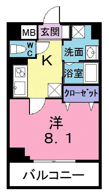 プレジール(1K/1階)の間取り写真