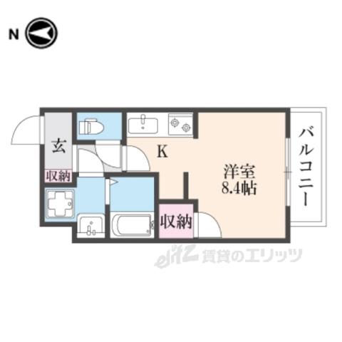 EXCEED御所東(ワンルーム/4階)の間取り写真