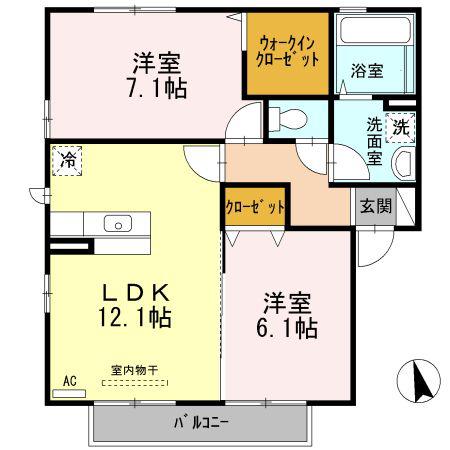 アレーズF(2LDK/2階)の間取り写真