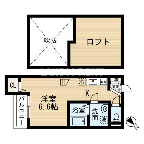 ANGELICA(ワンルーム/2階)の間取り写真