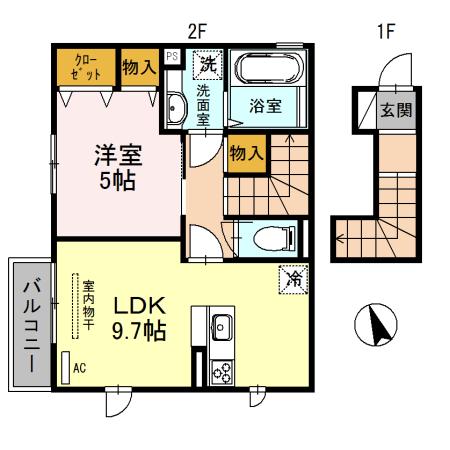 エル スールJ(1LDK/2階)の間取り写真