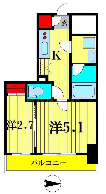 SYFORME住吉(2K/5階)の間取り写真