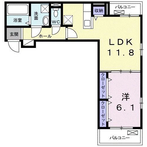 フォレストヒル・キャトル(1LDK/3階)の間取り写真