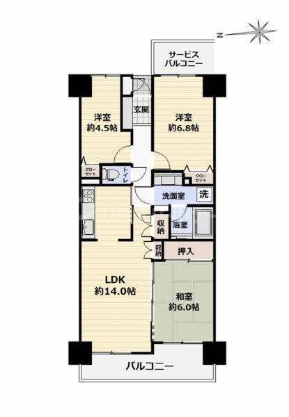 グランパセオ新小岩(3LDK/6階)の間取り写真