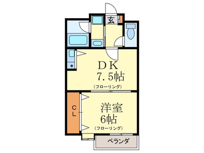 フィレンツェ平尾(1DK/6階)の間取り写真