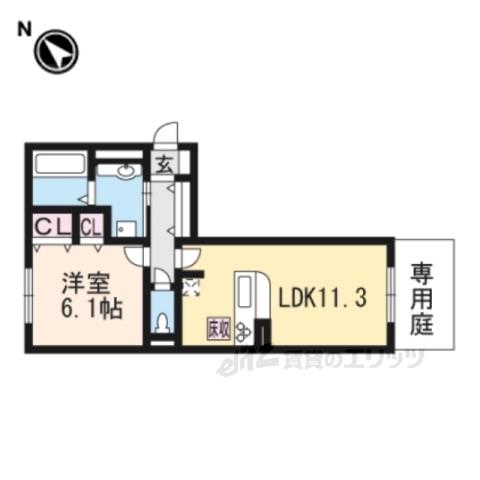 ラ・ルーチェ一里山(1LDK/1階)の間取り写真