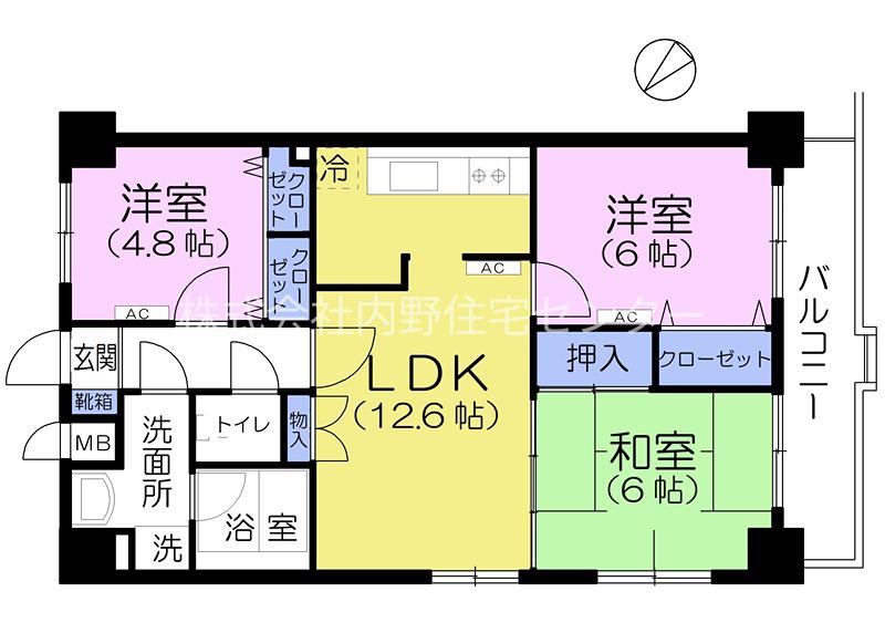 エクセルコート松原(3LDK/5階)の間取り写真