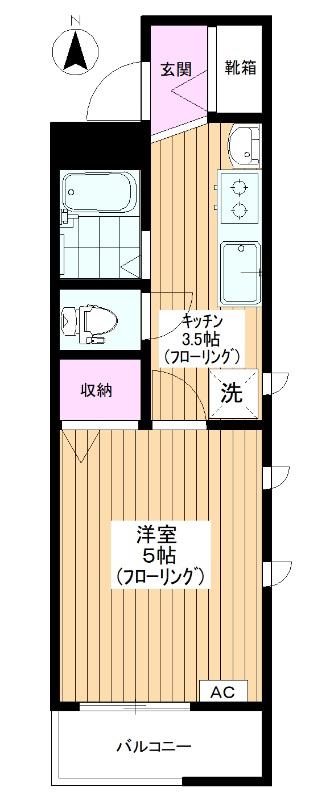 東京メトロ有楽町線 地下鉄赤塚駅 徒歩3分 3階建 築24年(1K/2階)の間取り写真