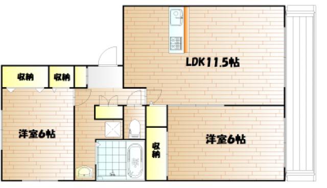 マルセリーノセキD(2LDK/1階)の間取り写真