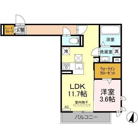 たちばな(1LDK/1階)の間取り写真