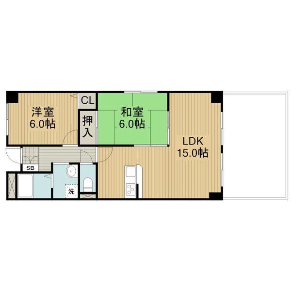 野崎駅前ビル(2LDK/3階)の間取り写真