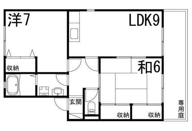 アミティやまとB(2LDK/1階)の間取り写真