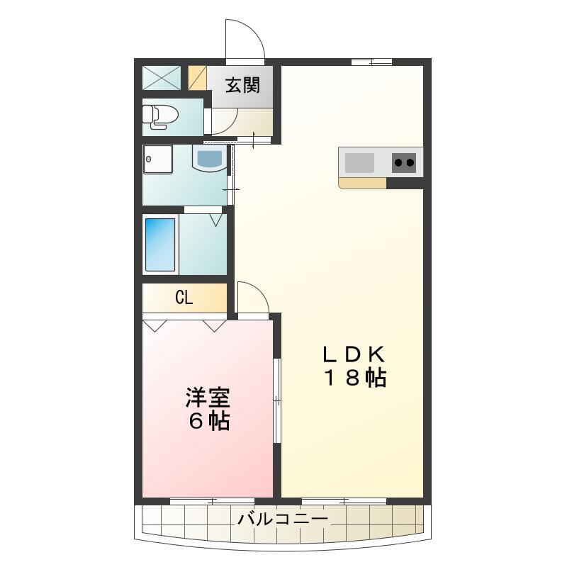 カルネドールキャトル(1LDK/2階)の間取り写真