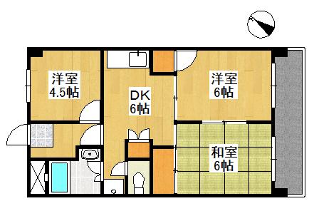 コーポ片山(3DK/3階)の間取り写真
