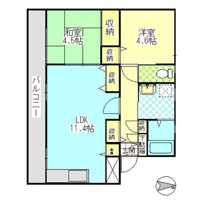 アシスト上越マンションV(2LDK/2階)の間取り写真