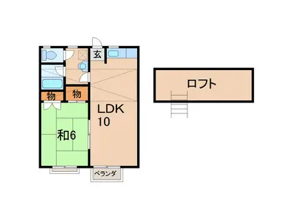 オーチャードハウス(1LDK/2階)の間取り写真