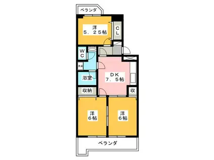 ピネハイブリッジ(3DK/1階)の間取り写真