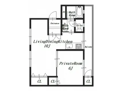 堀田マンション(1LDK/3階)の間取り写真