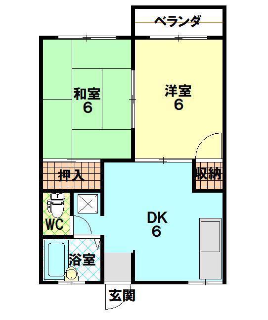 セフィラ川下(2DK/2階)の間取り写真