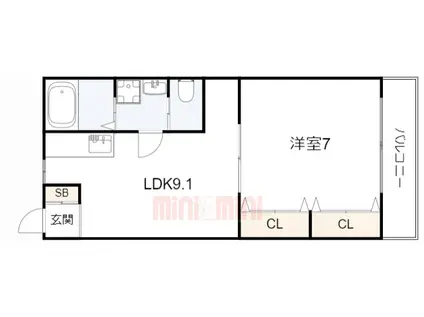 ときわ萩乃ハイツ(1LDK/2階)の間取り写真