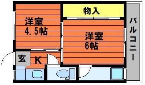 ソラーナ川辺 II(2K/4階)の間取り写真