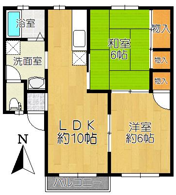 KMD弐番館(2LDK/2階)の間取り写真