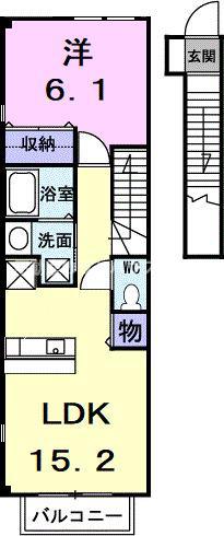 アビタシオン御馬A(1LDK/2階)の間取り写真
