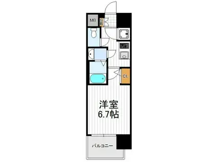 レジュールアッシュ天王寺 PARK SIDE(1K/6階)の間取り写真