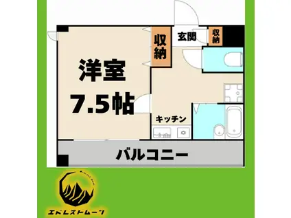 ルームIフジハイツ(1K/5階)の間取り写真