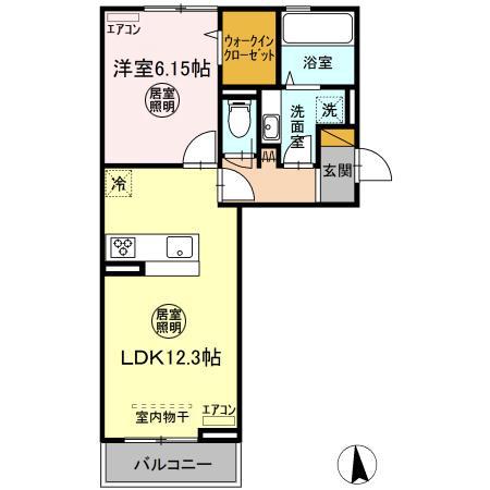 モンテマーレ鴨川(1LDK/2階)の間取り写真
