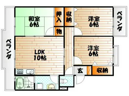 森田ハイツ(3LDK/1階)の間取り写真