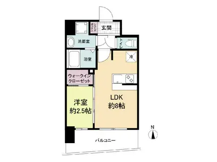 アドバンス難波ラシュレ(1LDK/6階)の間取り写真