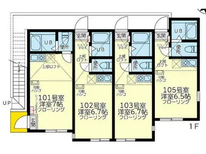 ユナイト三ツ沢マイルストーン(ワンルーム/2階)の間取り写真