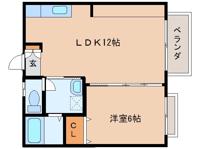 アネックス石川A棟(1LDK/1階)の間取り写真