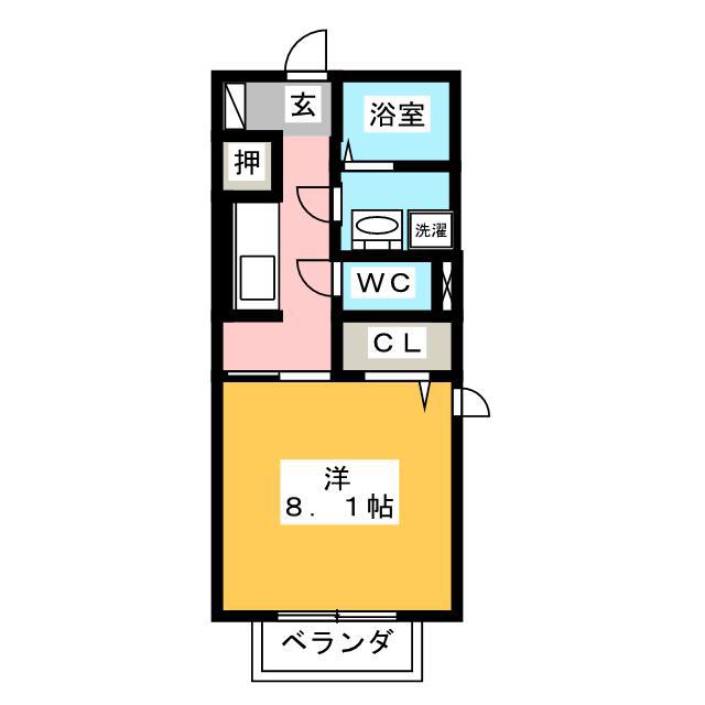 ラルーチェ上浜(1K/1階)の間取り写真