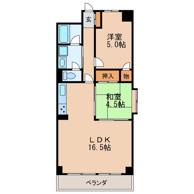 日商岩井栄ハイツ(2LDK/11階)の間取り写真
