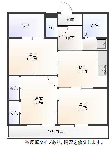 サザンクロス(3DK/2階)の間取り写真