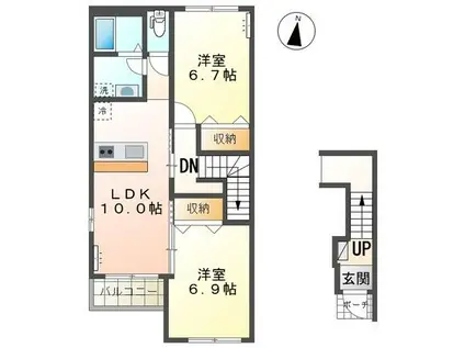 アビタシオン・ジョリ(2LDK/2階)の間取り写真