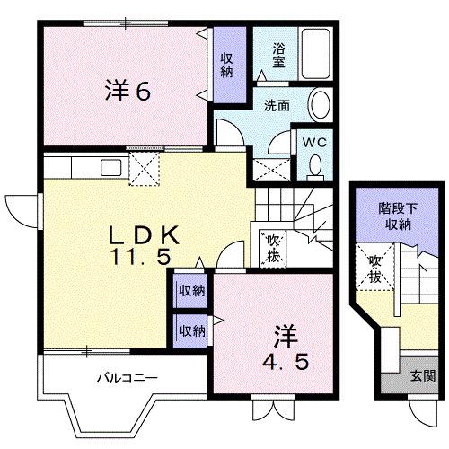 カーサメーラB(2LDK/2階)の間取り写真