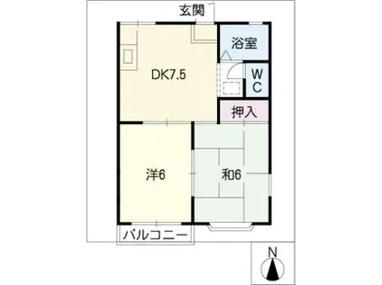ガーデン サハシA棟(2DK/2階)の間取り写真