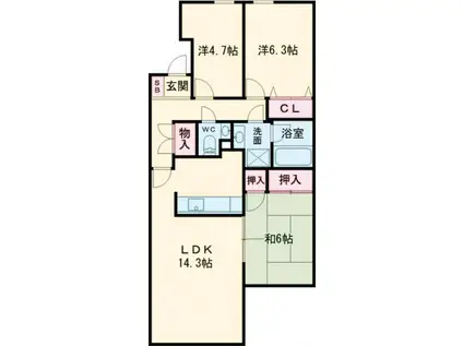 ランビニオン(3LDK/2階)の間取り写真
