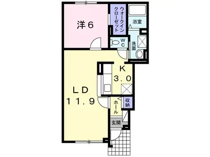 フローラス II(1LDK/1階)の間取り写真
