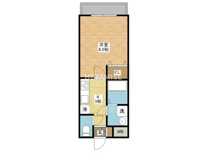 ルネス・ディアコート(1K/3階)の間取り写真