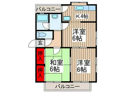 コーポスガヌマ(3K/2階)の間取り写真