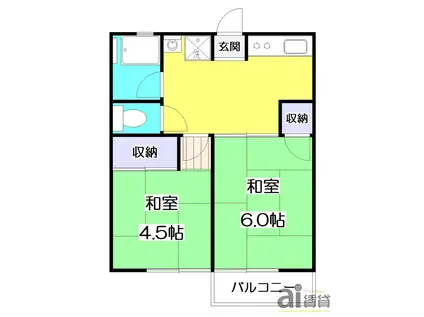 シティハイムグリーン滝山(2K/2階)の間取り写真