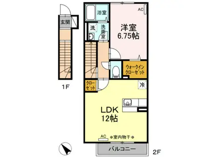 グリーンコート(1LDK/2階)の間取り写真