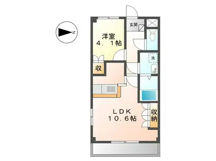 OAK VILLAGE(1LDK/1階)の間取り写真