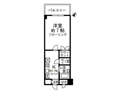 ケーエス柿生(1K/6階)の間取り写真